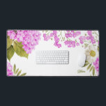 Watercolour Magenta Hydrangeas Floral Personalized Desk Mat<br><div class="desc">Add a floral accent to your workspace with this watercolor desk mat. It features watercolor white anemone, magenta hydrangea and baby's breath. Personalize by adding your details. This hydrangea desk mat is perfect as a gift.</div>