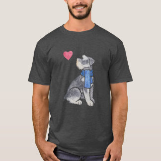 Watercolour Miniature Schnauzer boy gift family T-Shirt