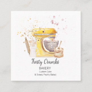 Watercolour Mixer Bakery Pastry Sweets Cake Square Business Card
