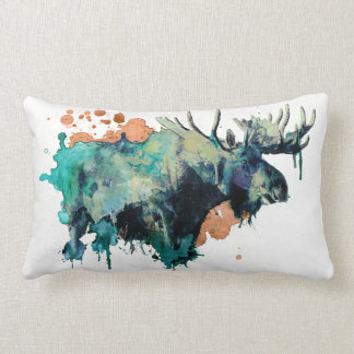 Watercolour Moose Pillowb Lumbar Pillow
