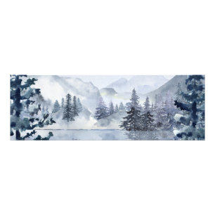 Watercolour mountain lake winter landscape poste photo print