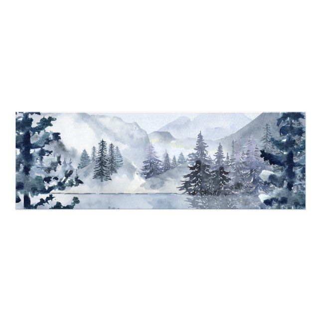 Watercolour mountain lake winter landscape  poste photo print (Front)