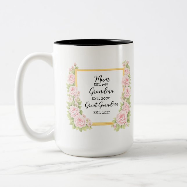 Watercolour Mug Gift for Granny, Personalized gift (Left)