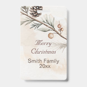 Watercolour Neutral colour Christmas tree Badge