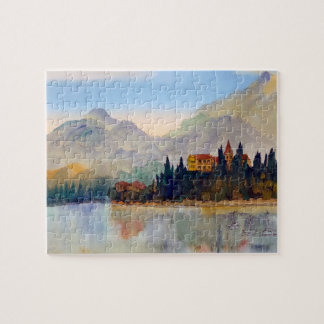 Watercolour of Lake Como Italy Jigsaw Jigsaw Puzzle