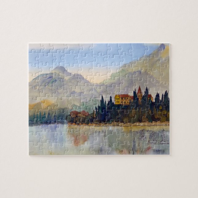 Watercolour of Lake Como Italy Jigsaw Jigsaw Puzzle (Horizontal)