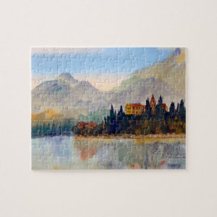 Watercolour of Lake Como Italy Jigsaw Puzzle