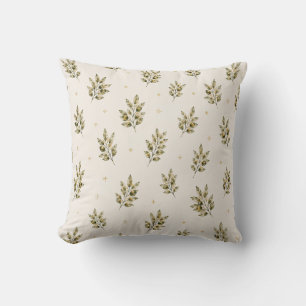 Watercolour Olive Branch Throw Pillow Mediterrane
