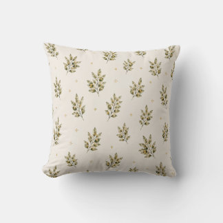 Watercolour Olive Branch Throw Pillow  Mediterrane