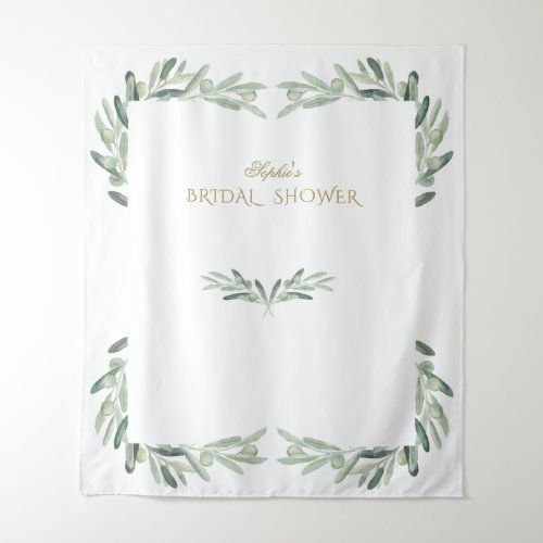 Watercolour Olive Bridal Shower Photo Booth Prop Tapestry