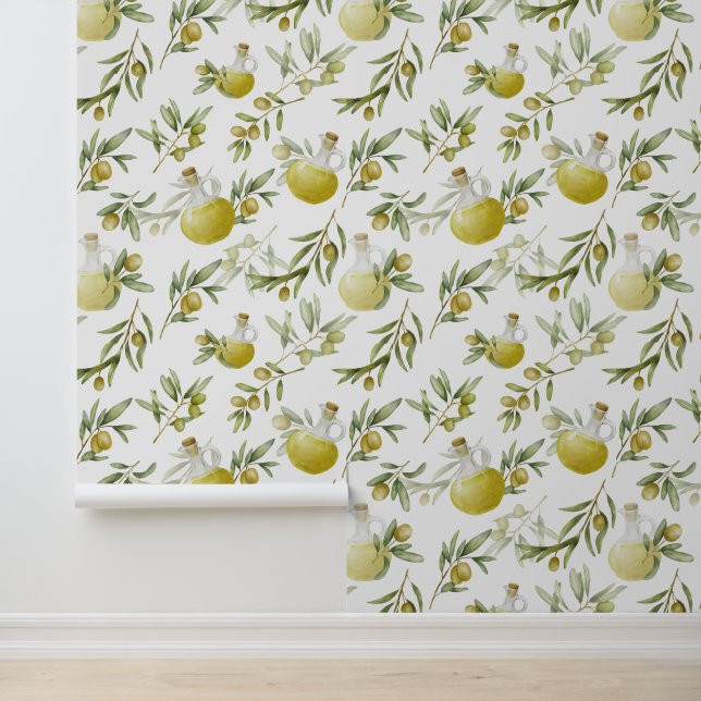 Watercolour Olive Pattern  Wallpaper (Application)