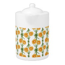 Watercolour Orange Daisy Pattern