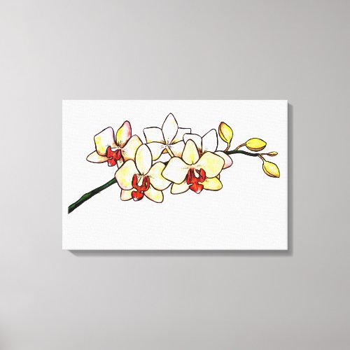 watercolour painting orchid yellow blossoms zen canvas print