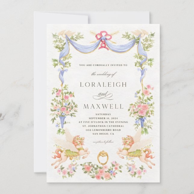 Watercolour painting Wedding Invitation Card (Front)