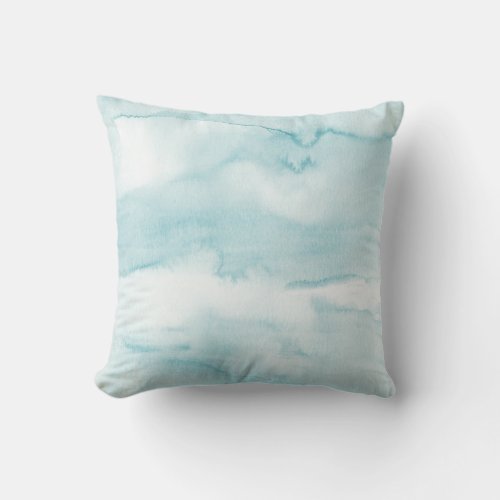 Watercolour Pastel Blue Marble Wash Throw Pillow