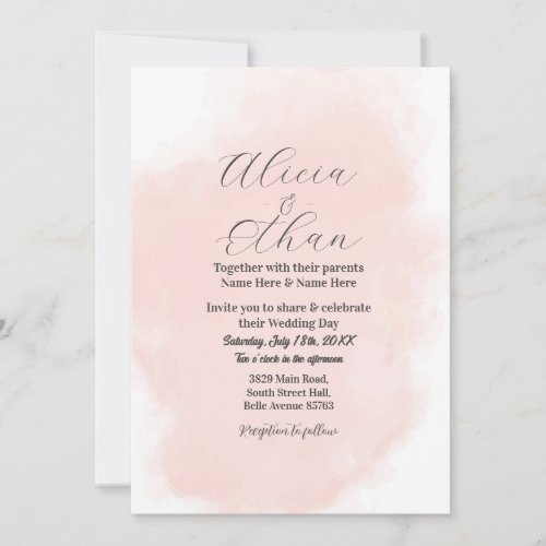 Watercolour Pastel Peach Stylish Wedding Elegant Invitation