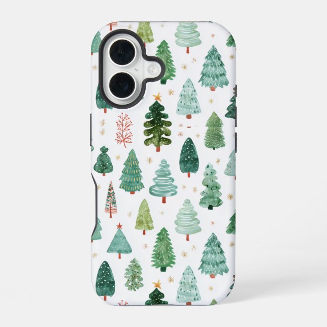 Watercolour Pattern Of Christmas Trees  Iphone Case (Back)