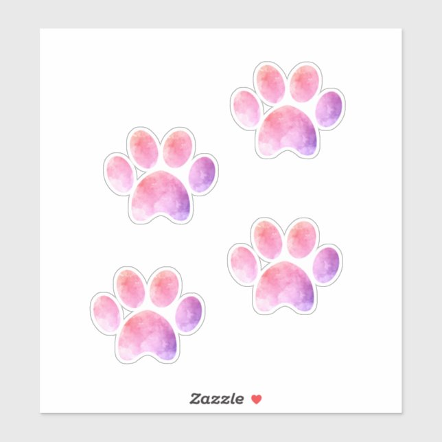 Watercolour Paw Prints, Dog Paws, Cat Paws Sticker (Sheet)