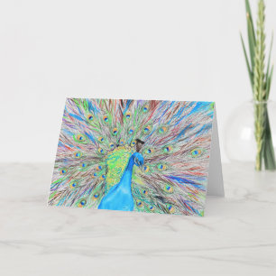 Watercolour Peacock Painting Card
