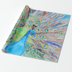 Watercolour Peacock Painting Wrapping Paper