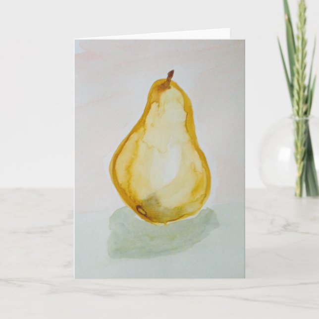 Watercolour Pear Greeting Card (Front)