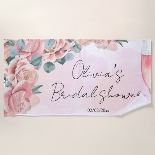 Watercolour petals  prosecco summer bridal shower beach towel