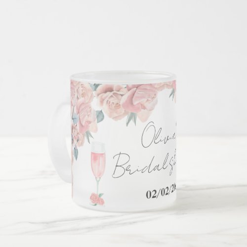 Watercolour petals  prosecco summer bridal shower frosted glass coffee mug