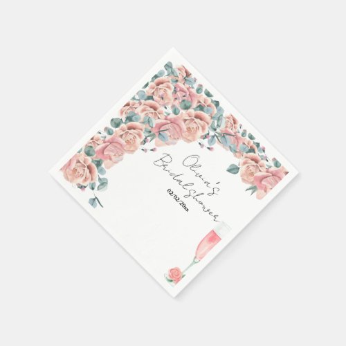 Watercolour petals  prosecco summer bridal shower napkins