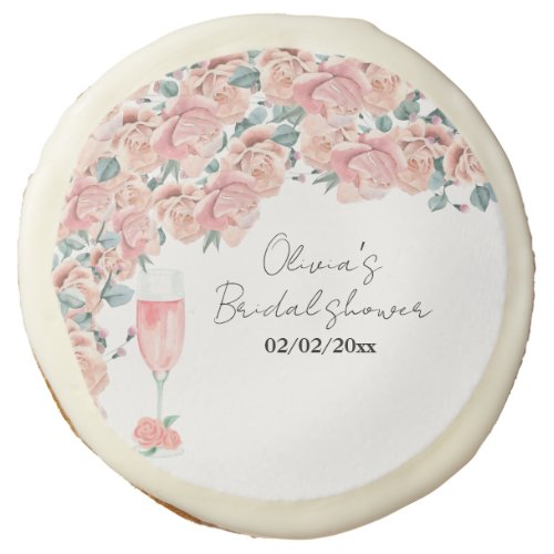 Watercolour petals  prosecco summer bridal shower sugar cookie