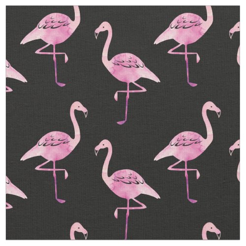 Watercolour Pink Flamingo Silhouette Pattern Fabric