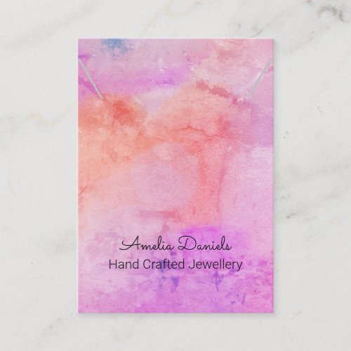 Watercolour Pink Peach Necklace Pendant Display Business Card