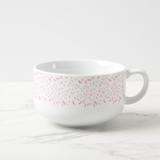 Watercolour Pink Petal Confetti Soup Mug (Left)