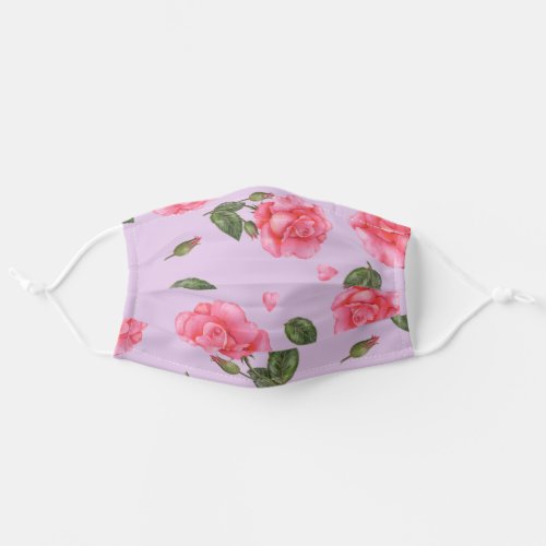 Watercolour Pink Rose Shabby Chic Adult Cloth Face Mask