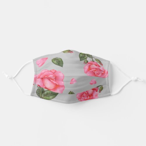 Watercolour Pink Rose Shabby Chic Adult Cloth Face Mask