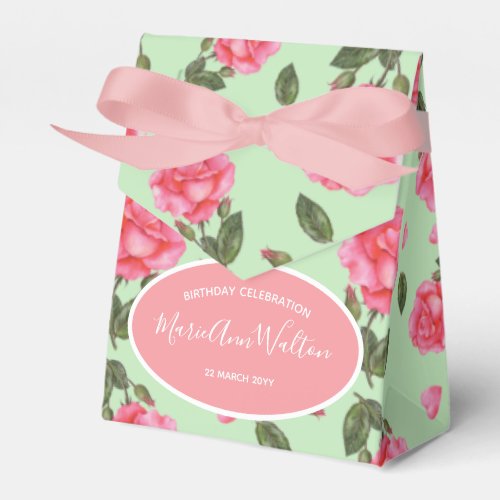 Watercolour Pink Rose Shabby Chic Design Favor Boxes