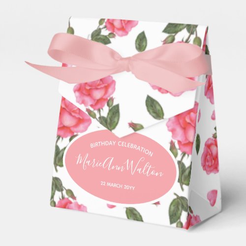 Watercolour Pink Rose Shabby Chic Design Favor Boxes