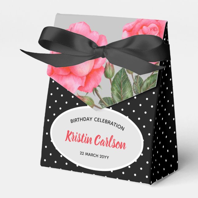 Watercolour Pink Rose Shabby Chic Design Favor Boxes (Front Side)