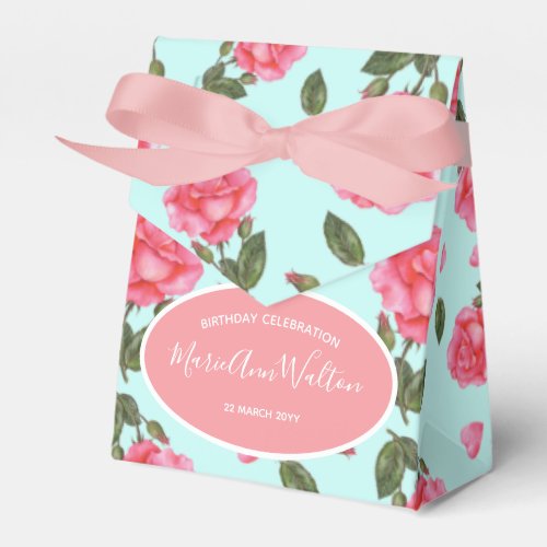 Watercolour Pink Rose Shabby Chic Design Favor Boxes