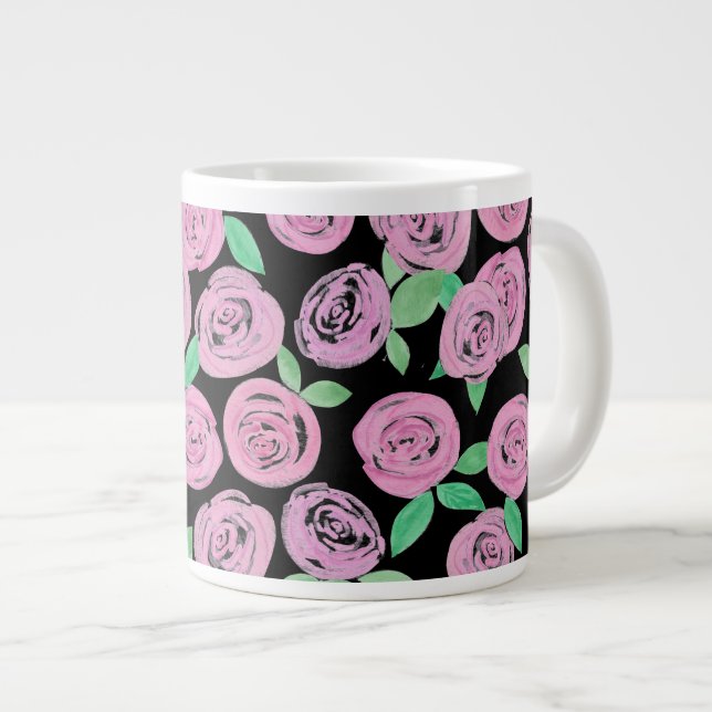 Watercolour , pink roses giant coffee mug (Front Right)