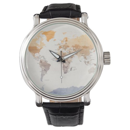 Watercolour Political Map of the World Watch