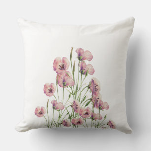Watercolour Poppy Flowers Stunning Pillow Cover