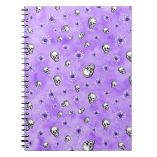 Watercolour Purple Floral Skull Note book