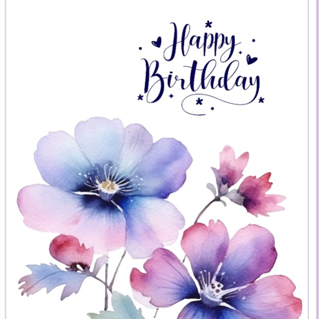 Watercolour Purple Flower Birthday Greeting Card (Creator Uploaded)
