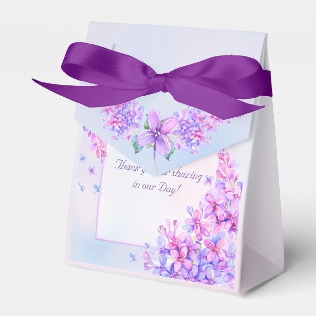 Watercolour Purple Lilac Flower Favor Box (Front Side)