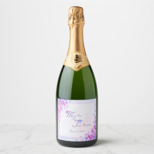 Watercolour Purple Lilac Flower Sparkling Wine La Sparkling Wine Label