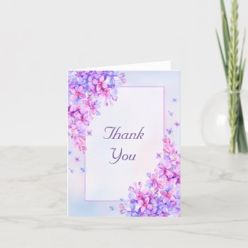 Watercolour Purple Lilac Flower Thank You Card by Digitalbcon at Zazzle