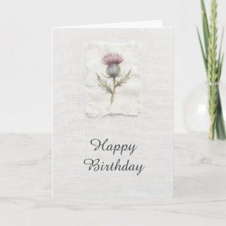 Watercolour Purple Thistle Scottish Birthday Card