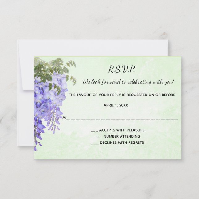 Watercolour Purple Wisteria RSVP Card (Front)