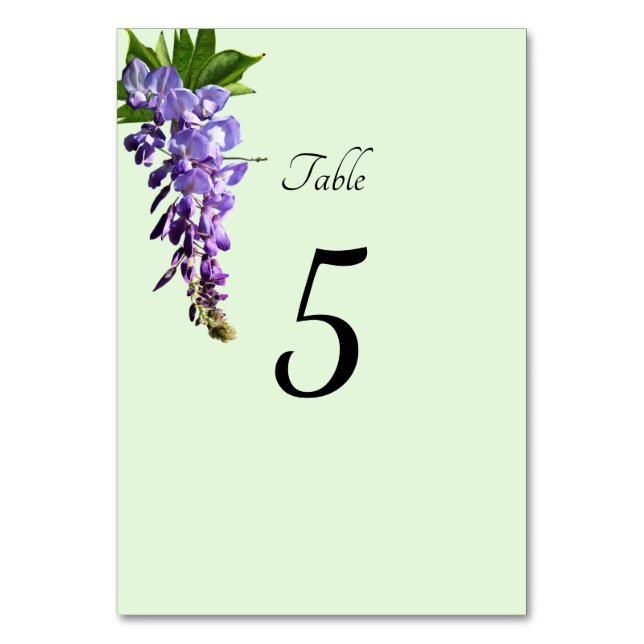 Watercolour Purple Wisteria Table Numbers (Front)