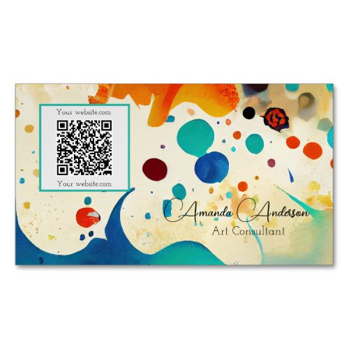 Watercolour QR Code Modern Multicolour Custom Business Card Magnet